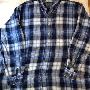 Ralph Lauren linen long sleeve blue plaid